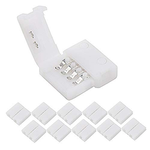 10Packs 4-Pin RGB LED Light Strip Connectors 10mm Unwired Gapless Solderless Adapter Terminal Extension for SMD 5050 Multicolor LED Strip (10Pack 4PIN RGB Connector) 10Packs 4-Pin RGB LED Light Strip Connectors 10mm Unwired Gapless Solderless Adapter Terminal Extension for SMD 5050 Multicolor LED Strip (10Pack 4PIN RGB Connector)
