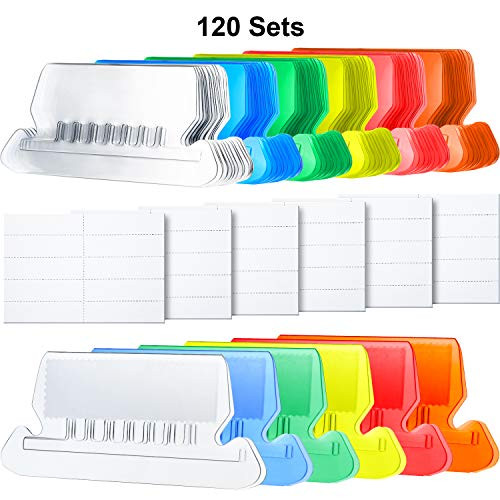 Jovitec 120 Sets Hanging Folder Tabs and Inserts for Quick Identification of Hanging Files, Easy to Read, Hanging File Inserts, 2 Inch (Multicolor)