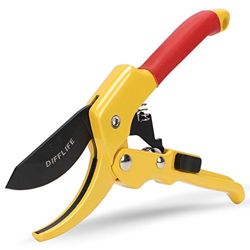 DIFFLIFE Professional SK-5 Steel Blade Sharp Anvil Pruning Shears with Safety Lock for Garden Work (Orange)