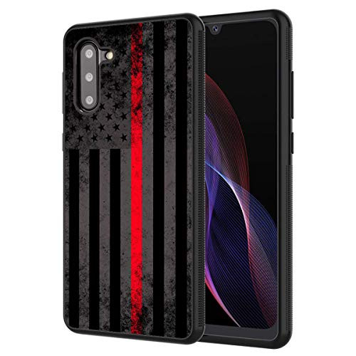 Galaxy Note 10+ Plus/5G Case,Vobber Slim Anti-Scratch Architecture TPU Shockproof Protective Case Cover for Galaxy Note 10+ Plus/5G 6.8" 2019,Thin Red Line American Flag