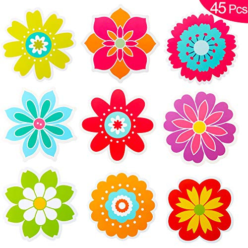 45 Pieces Spring Flower Cutouts Mini Retro Flower Cutouts Springtime Cut-Outs for Bulletin Board Classroom School Party Decoration