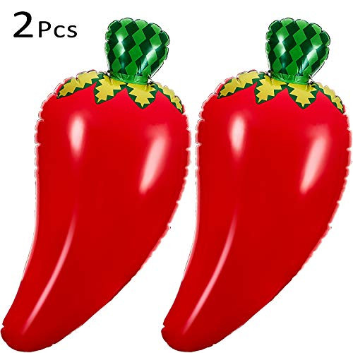 Inflatable Chili Pepper Inflatable Red Chili Pepper Props for Vegetable Cook Party Decoration Theme Props Chili Cook Off Party Food Themed Party Family Chili Party, 30 Inch (2 Pieces)