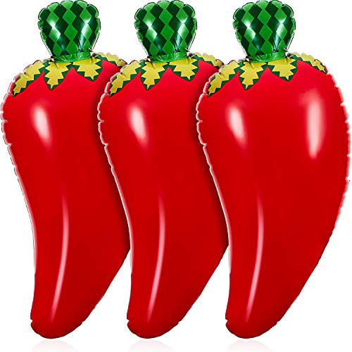 3 Pieces Inflatable Chili Pepper Inflatable Red Chili Pepper Props for Vegetable Cook Party Decoration Theme Props Chili Cook Off Party Food Themed Party Family Chili Party, 30 Inch