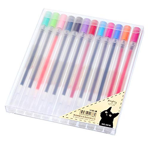 Japanese Style Gel Ink Pen 0.5mm Colorful ballpoint Pen 12Pcs for Office School Arts & Craft