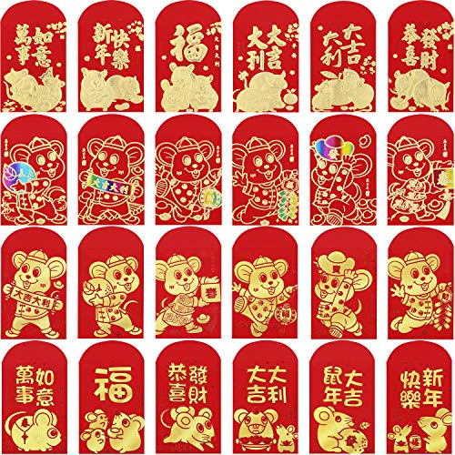 48 Pieces Chinese New Year Red Envelopes for 2020 Chinese Rat Year Hong Bao Lucky Money Packets for Spring Festive New Year Wedding