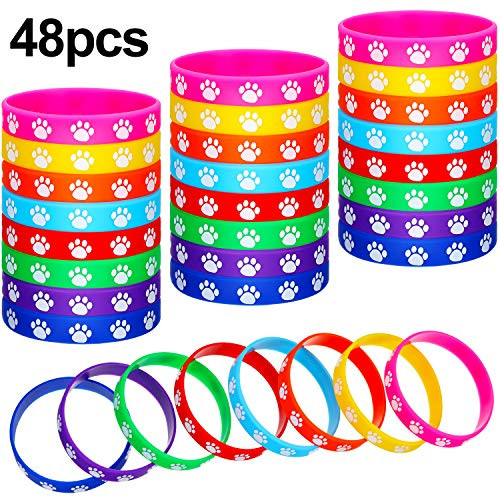 48 Pieces Paw Print Rubber Bracelets Multicolor Silicone Stretch Wristbands for Birthday Party Supplies 48 Pieces Paw Print Rubber Bracelets Multicolor Silicone Stretch Wristbands for Birthday Party Supplies