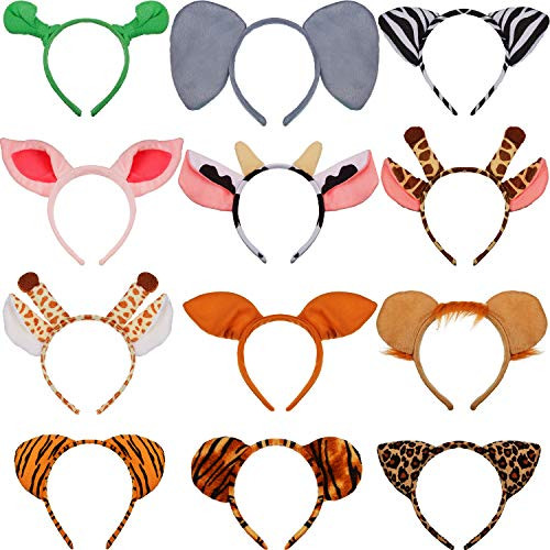 12 Pieces Zoo Animals Ears Headband Jungle Safari Animals Hairbands Cosplay Hair Hoop for Birthday Party Christmas Halloween Costume 12 Pieces Zoo Animals Ears Headband Jungle Safari Animals Hairbands Cosplay Hair Hoop for Birthday Party Christmas Halloween Costume