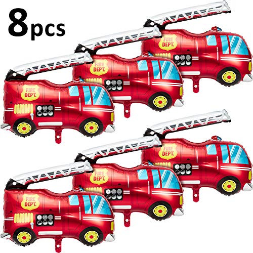 Gejoy 8 Pieces Red Jumbo Fire Truck Foil Balloon Large Helium Fire Truck Balloon for Birthday Party Decorations Gejoy 8 Pieces Red Jumbo Fire Truck Foil Balloon Large Helium Fire Truck Balloon for Birthday Party Decorations