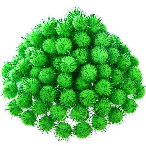 Shappy 1000 Pieces Glitter Pom Poms 0.6 Inch Fuzzy Pompoms Arts and Crafts Balls for Hobby Supplies and Craft DIY Material (Fruit Green)