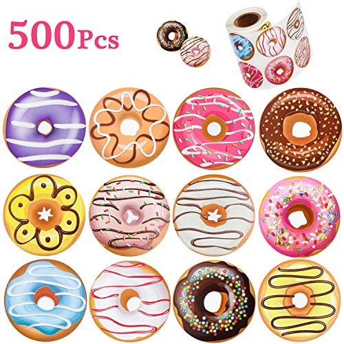 500 Pieces 1.5 Inch Donut Stickers 12 Styles Donut Perforated Roll Stickers for Kids, Birthday Party Favor Decoration, School Reward Sticker 500 Pieces 1.5 Inch Donut Stickers 12 Styles Donut Perforated Roll Stickers for Kids, Birthday Party Favor Decoration, School Reward Sticker