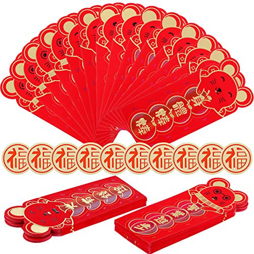 32 Pieces Chinese New Year Red Envelopes of 2020 Chinese Rat Year Hong Bao Lucky Money Pockets or Spring Festival New Year