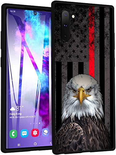 Good-Luck Note 10 Case,Bald Eagle Thine Red Line American Flag Slim Anti-Scratch Shockproof Leather Grain Soft TPU Back Protective Cover Case for Samsung Galaxy Note 10 (2019)