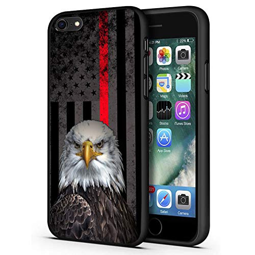 iPhone 6/6s Plus Case,Bald Eagle Thine Red Line American Flag Slim Anti-Scratch Shockproof Leather Grain Soft TPU Back Protective Cover Case for iPhone 6/6s Plus 5.5"