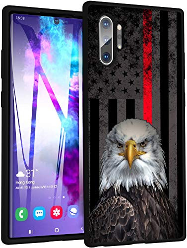 Galaxy Note 10 Plus/Note 10 Plus 5G Case,Bald Eagle Thine Red Line American Flag Slim Anti-Scratch Shockproof Leather Grain Soft TPU Back Protective Cover Case for Samsung Galaxy Note 10 Plus (2019)