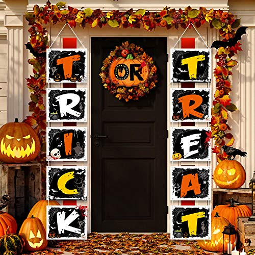 Halloween Decoration Trick or Treat Banner Door Sign Halloween Outdoor Banner Party Supplies for Halloween Door Porch Decor Halloween Decoration Trick or Treat Banner Door Sign Halloween Outdoor Banner Party Supplies for Halloween Door Porch Decor