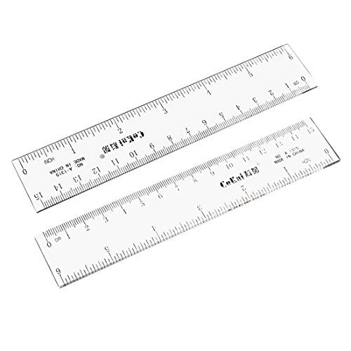 uxcell Straight Ruler Measuring Tool 15cm 6 Inch Metric Inch Plastic for Engineering Office Architect and Drawing 2pcs