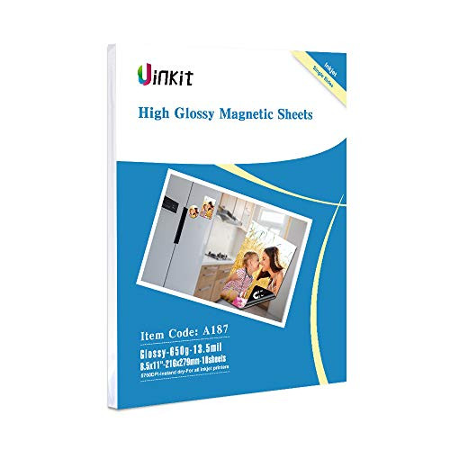 Magnetic Photo Paper 8.5X11 Glossy -10 Sheets pack 13.5mil 650gsm Uinkit fridge Inkjet Photographic Paper (8.5X11X10)
