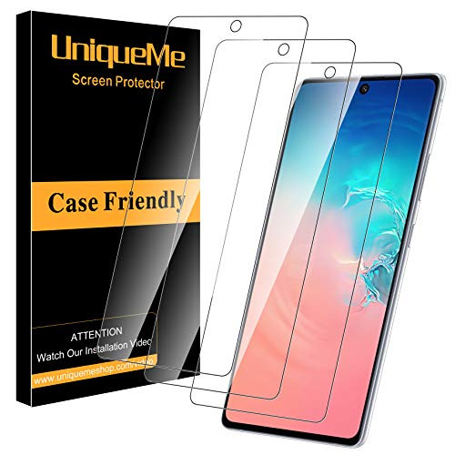 [3 Pack] UniqueMe Screen Protector for Samsung Galaxy S10 Lite/Samsung Galaxy A81/A91 Tempered Glass, 9H Hardness Bubble Free -Clear