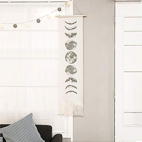LEEPES Tapestry Wall Hanging Tapestries Nine Phases of The Full Growth Cycle of The Moon Wall Tapestry Cotton Linen Wall Art, Modern Home Decor (Black Moon Phase Change, 12" x 46") LEEPES Tapestry Wall Hanging Tapestries Nine Phases of The Full Growth Cycle of The Moon Wall Tapestry Cotton Linen Wall Art, Modern Home Decor (Black Moon Phase Change, 12" x 46")