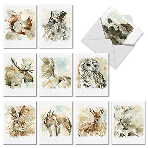 Watercolor Wildlife Thank You and Gratitude Cards with Envelopes 4 x 5.12 inch - Say Thanks for Wedding, Baby Shower, Thanksgiving and Holidays - Boxed All-Occasion Grateful Notecard Set M6629TYG Watercolor Wildlife Thank You and Gratitude Cards with Envelopes 4 x 5.12 inch - Say Thanks for Wedding, Baby Shower, Thanksgiving and Holidays - Boxed All-Occasion Grateful Notecard Set M6629TYG