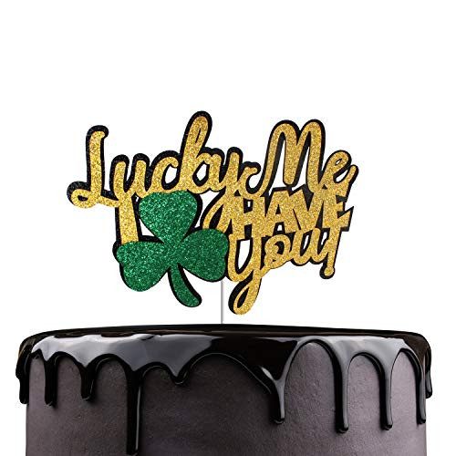 Lucky Me I have you Cake Topper - Happy St. Patrick's Day Party Green Glitter Shamrock Lucky Clover Cake D?r - Irish Holidays Party Decoration