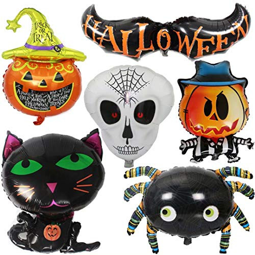 Halloween Decorations, Foil Balloons, Giant 6pcs Mylar Foil Balloon Set, Ghost Bat Skeleton Black Cat Pumpkin, Party Supplies Halloween Decorations, Foil Balloons, Giant 6pcs Mylar Foil Balloon Set, Ghost Bat Skeleton Black Cat Pumpkin, Party Supplies