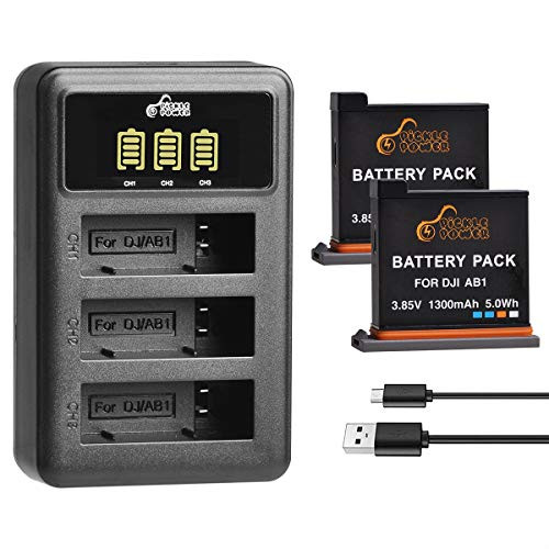 Replacement OSMO Action Battery,Pickle Power DJI AB1 Battery and Rapid 3-Channel LED Charger for DJI OSMO Action Camera