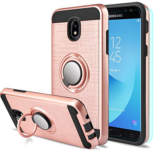 AnoKe for Galaxy J3 Star / J3 2018/J3 Orbit/J3 Achieve/J3 Express Prime/J3 Prime 2/J3 Emerge 2018/Amp Prime 3/J3 Eclipse 2/Sol 3/J3 Aura Case with Screen Protector,360 Degree Ring Holder ZS Rose Gold