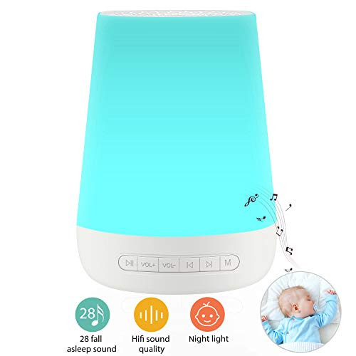 White Noise Machine for Sleeping - VanSmaGo Sleep Sound Machine & Night Light for Baby Kid Adult,Rechargeable Battery,28 HiFi Soothing Sound,32 Volume Control,Timer and Memory,Portable Sleep Therapy