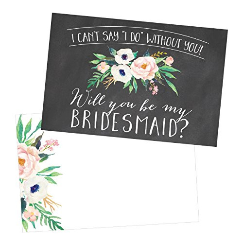 15 Will You Be My Bridesmaid Cards Chalkboard, I Can't Say I Do Without You, Rustic Proposal Note For Gifts, Blank Chalk Ask To Be Your Bridesmaids Invitations Set, Asking A Bridesmaid Invite