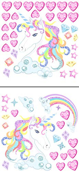 Rainbow Unicorn Wall Decal Stickers Vinyl Wall Art Sticker Bedroom Decor Nursery Living Room Decoration Party Favors Birthday Christmas Unicorn Gift for Girls Kids