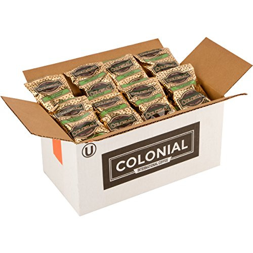 Colonial Coffee, 100% DECAF Colombian, Medium Roast Ground Coffee, 2.5 OZ Fraction Packs, 32 COUNT box, Bulk Bags
