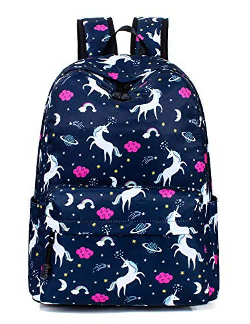 H HIKKER-LINK Unicorn Backpack Laptop School Bookbag Hiking Daypack Dark Blue