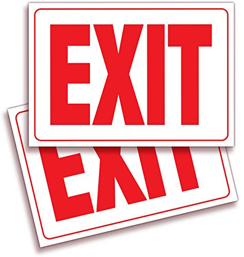 Exit Signs Stickers  2 Pack 10x7 Inch  Premium Self-Adhesive Vinyl, Laminated for Ultimate UV, Weather, Scratch, Water and Fade Resistance, Indoor and Outdoor