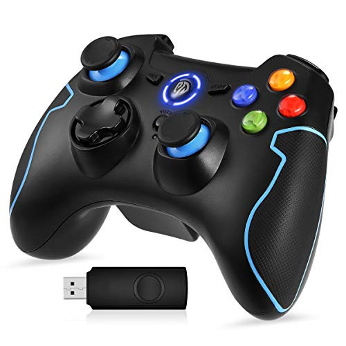 EasySMX 2.4G Wireless Controller for PS3, PC Gamepads with Vibration Fire Button Range up to 10m Support PC,Laptop, Android and TV BOX (blue and black)