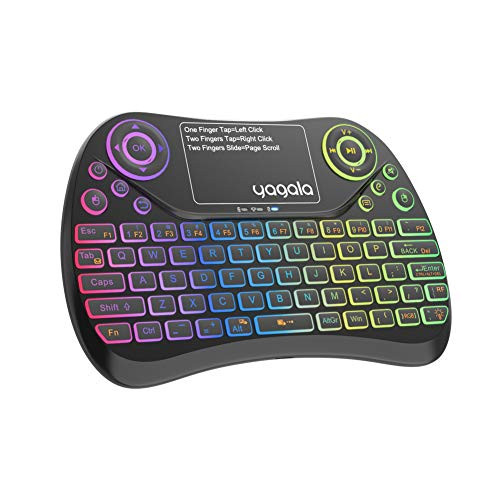 Backlit Wireless Mini Keyboard with Touchpad Mouse, Remote Control with QWERTY Keyboard for Android TV Box, iPTV Box, Xbox, Smart TV, Projector, Raspberry pi, USB Devices, etc