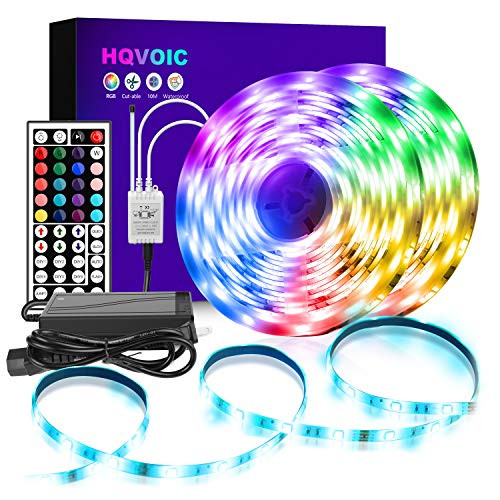 HQVOIC LED Strip Lights 32.8ft RGB LED Light Strip Waterproof 5050 LED Tape Lights Color Changing Kit with Remote for Home Lighting Kitchen Bed Flexible Strip Lights for Bar Home Decoration