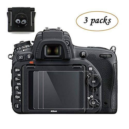 DRADUO LCD Screen Protector Tempered Glass Compatible for Nikon D7100 D7200 D850 D800 D600 D610 D800e D810 D750 D500(3 Packs) ,with Briquettes Elf Hot Shoes