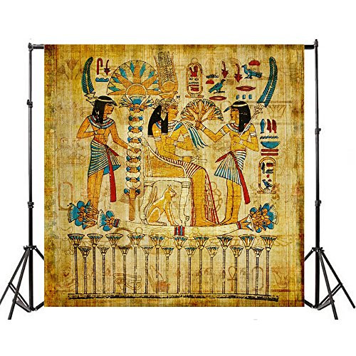 Yeele 4x4ft Queen Cleopatra Photography Backdrops Vinyl Ancient Egyptian Cat Colored Papyrus Painting Drawing Mural Photo Backgrounds History Cultural Heritage for Photo Video Shoot Studio Props