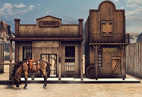 Yeele 8x6ft Vintage Western Wooden House Backdrop Retro Western Bank Horse Barn Cabin West Cowboy Photography Background Picture Boy Man Portraits Photo Booth Shooting Vinyl Wallpaper Studio Props