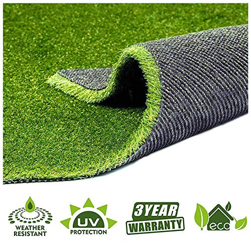 Fas Home Artificial Grass Turf 3.3'X5', 0.8" Pile Height Realistic Synthetic Grass, Drainage Holes Indoor Outdoor Faux Grass Astro Rug Carpet for Pet Dog Garden Backyard Balcony