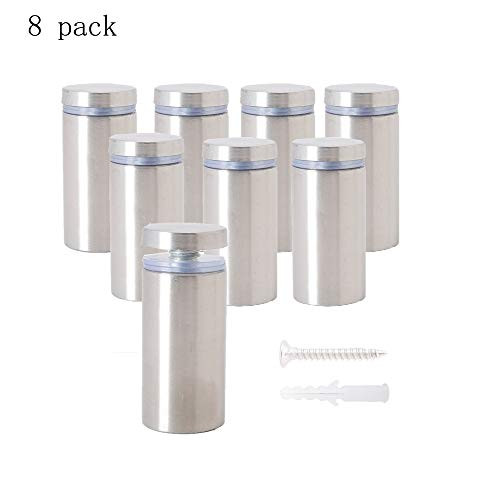 Osring 1 x 2-2/5 Inch Sign Standoff Screws Hardware, Stainless Steel Wall Standoffs Mounting Acrylic Board, Glass Panel and Plexiglass Picture, 8 Pack