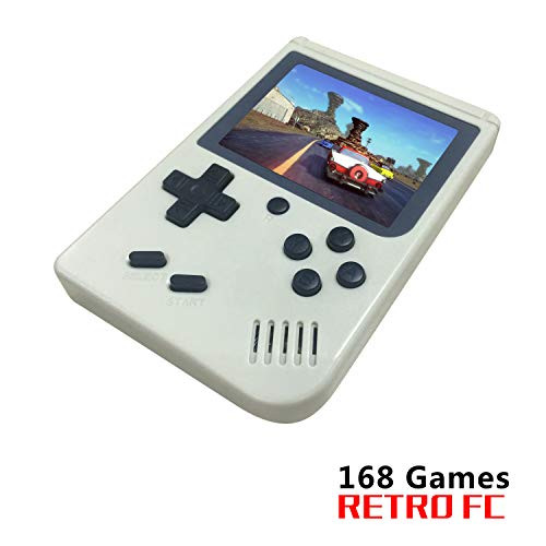 BAORUITENG Handheld Game Console, Retro FC Game Console,Video Game Console with 3 Inch 168 Classic Games (White)