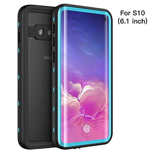 Samsung Galaxy S10 Waterproof Case, Fansteck IP68 Waterproof/Snowproof/Shockproof/Dirtproof, Full-Body Protective Case with Built-in Screen Protector for Samsung Galaxy S10 (Aqua Blue)