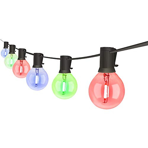 CANAGROW Outdoor Patio LED String Lights, 25Ft G40 Globe String Lights with 25 Clear Led Filament Bulbs, Colorful Hanging Indoor/Outdoor Christmas String Lights for Backyard Bistro Gazebo Decor