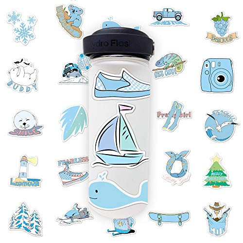 VSCO Girl Stickers for Hydro Bottles - (35 Designs) Super Cute VSCO Stickers for Water Bottles VSCO Flask, Laptops, Cellphones, Lunchboxes and Scrapbooking - Blue VSCO Stickers Set, VSCO Stickers