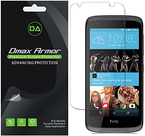 [6-Pack] Dmax Armor for HTC Desire 526 Screen Protector Anti-Bubble High Definition Clear Shield - Lifetime Replacements Warranty- Retail Packaging