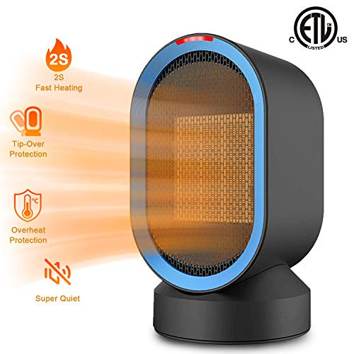 Sendowtek Personal Space Heater 2s Fast Heating Fan Quiet Electric Ceramic Heater for Indoor Office Desktop Use PTC Portable Small Space Heater with Overheat & Tip-Over Protection for Home Bedroom