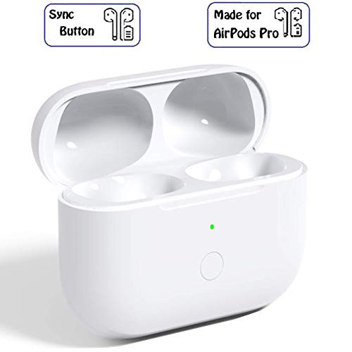Wireless Charging Case Replacement Compatible with AirPods Pro, Charger Case Substitute for Air Pods Pro Only, Included Bluetooth Pairing Sync Button, AirPod Pro Accessories