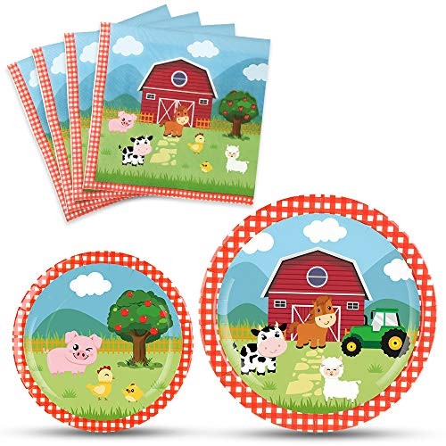 WERNNSAI Farm Party Plates Napkins Set- Barnyard Farm Animals Tableware Party Supplies for Kids Birthday Baby Shower Disposable Dinnerware Dinner Dessert Plates Luncheon Napkins Serves 16 Guests WERNNSAI Farm Party Plates Napkins Set- Barnyard Farm Animals Tableware Party Supplies for Kids Birthday Baby Shower Disposable Dinnerware Dinner Dessert Plates Luncheon Napkins Serves 16 Guests